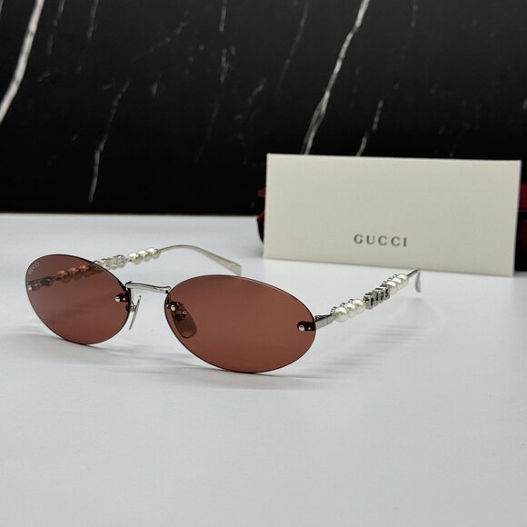 Gucci Accessories - NEW GUCCI SUNGLASSES SILVER WOMEN OVAL EYEWEAR GUCCI GG1922S 002